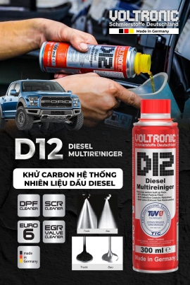 D12 Voltronic Diesel - vệ sinh kim phun xupap động cơ dầu diesel hiệu quả hàng nhập khẩu Đức ( chai 300ml)